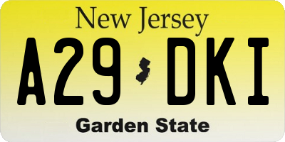 NJ license plate A29DKI