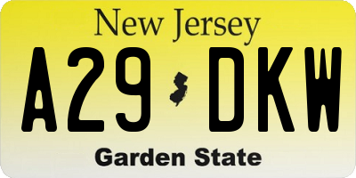 NJ license plate A29DKW