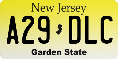 NJ license plate A29DLC