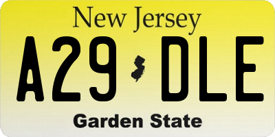 NJ license plate A29DLE