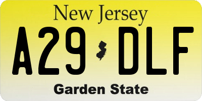 NJ license plate A29DLF