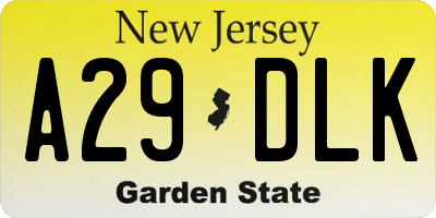 NJ license plate A29DLK