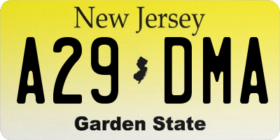 NJ license plate A29DMA