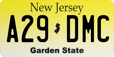 NJ license plate A29DMC
