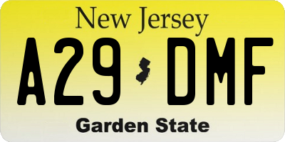 NJ license plate A29DMF