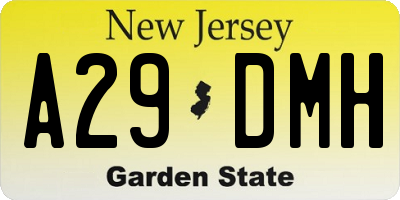 NJ license plate A29DMH