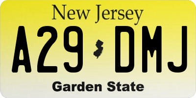 NJ license plate A29DMJ