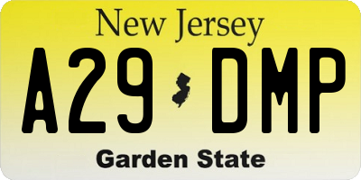 NJ license plate A29DMP