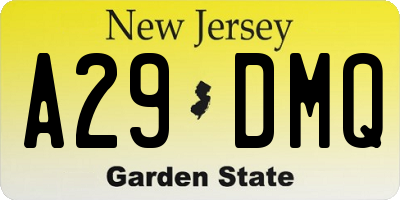 NJ license plate A29DMQ