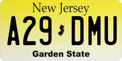 NJ license plate A29DMU