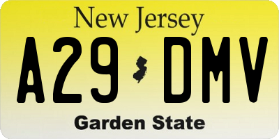 NJ license plate A29DMV