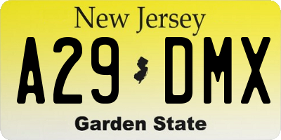 NJ license plate A29DMX
