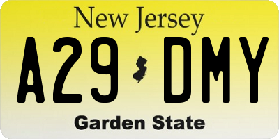 NJ license plate A29DMY