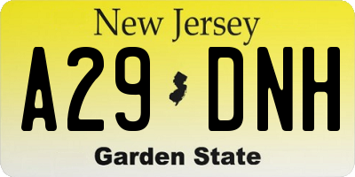 NJ license plate A29DNH