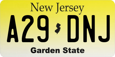 NJ license plate A29DNJ