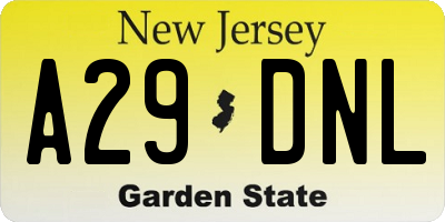 NJ license plate A29DNL