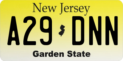 NJ license plate A29DNN