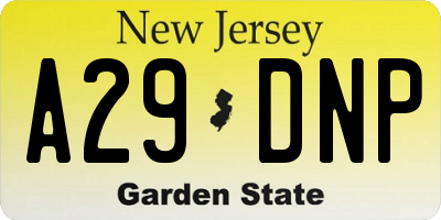 NJ license plate A29DNP