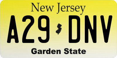 NJ license plate A29DNV
