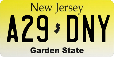 NJ license plate A29DNY