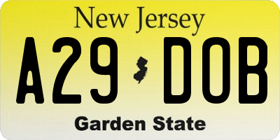 NJ license plate A29DOB