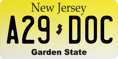 NJ license plate A29DOC