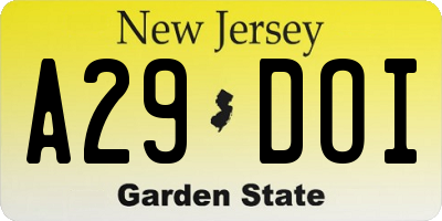 NJ license plate A29DOI