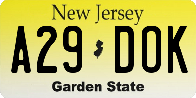 NJ license plate A29DOK