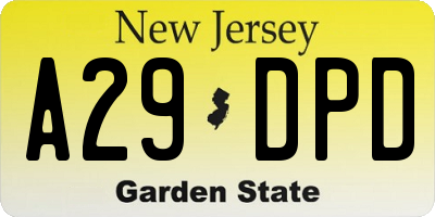 NJ license plate A29DPD
