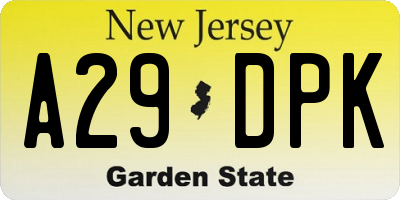 NJ license plate A29DPK