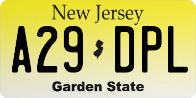 NJ license plate A29DPL