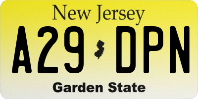 NJ license plate A29DPN