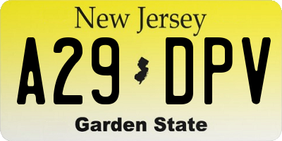 NJ license plate A29DPV