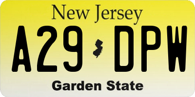 NJ license plate A29DPW