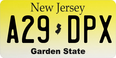 NJ license plate A29DPX