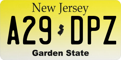 NJ license plate A29DPZ