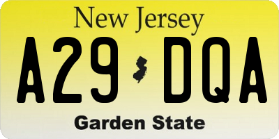 NJ license plate A29DQA