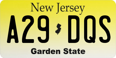 NJ license plate A29DQS