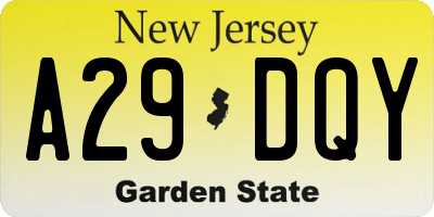 NJ license plate A29DQY