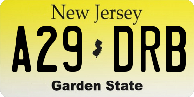 NJ license plate A29DRB