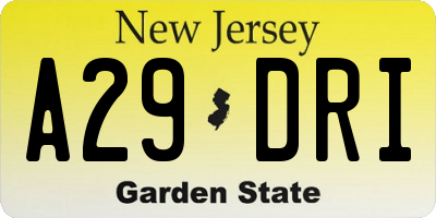 NJ license plate A29DRI