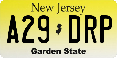 NJ license plate A29DRP