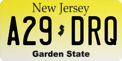 NJ license plate A29DRQ