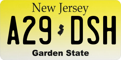 NJ license plate A29DSH