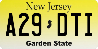 NJ license plate A29DTI