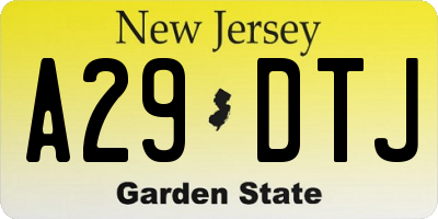 NJ license plate A29DTJ