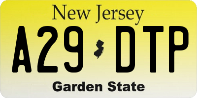 NJ license plate A29DTP