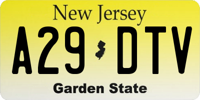 NJ license plate A29DTV