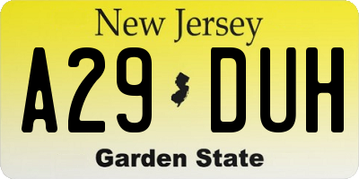 NJ license plate A29DUH
