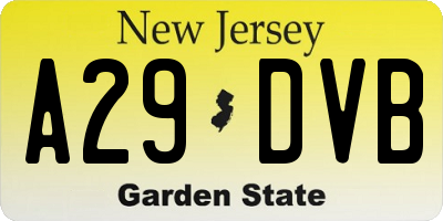 NJ license plate A29DVB